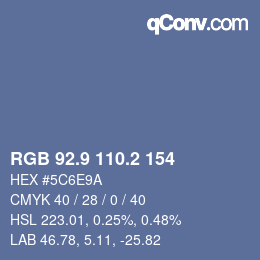 Color code: RGB 92.9 110.2 154 | qconv.com