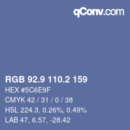 Color code: RGB 92.9 110.2 159 | qconv.com