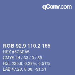カラーコード: RGB 92.9 110.2 165 | qconv.com