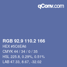 カラーコード: RGB 92.9 110.2 166 | qconv.com
