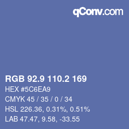 カラーコード: RGB 92.9 110.2 169 | qconv.com