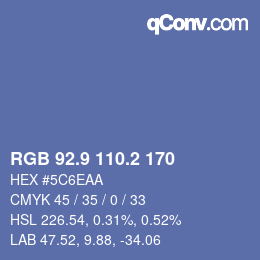 カラーコード: RGB 92.9 110.2 170 | qconv.com