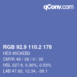 Color code: RGB 92.9 110.2 178 | qconv.com