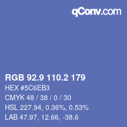 Farbcode: RGB 92.9 110.2 179 | qconv.com