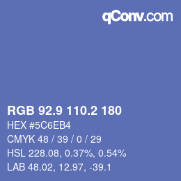 カラーコード: RGB 92.9 110.2 180 | qconv.com