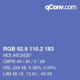 カラーコード: RGB 92.9 110.2 183 | qconv.com
