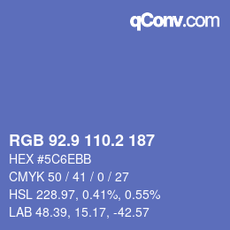 カラーコード: RGB 92.9 110.2 187 | qconv.com