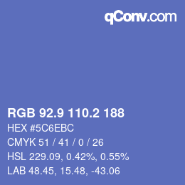 カラーコード: RGB 92.9 110.2 188 | qconv.com