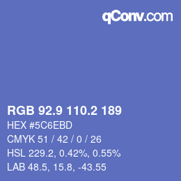 カラーコード: RGB 92.9 110.2 189 | qconv.com