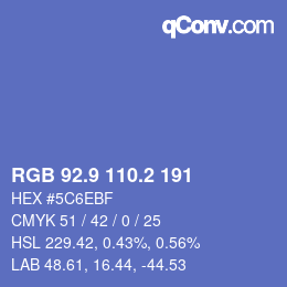 Color code: RGB 92.9 110.2 191 | qconv.com