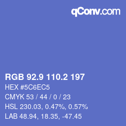 カラーコード: RGB 92.9 110.2 197 | qconv.com