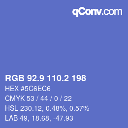 カラーコード: RGB 92.9 110.2 198 | qconv.com