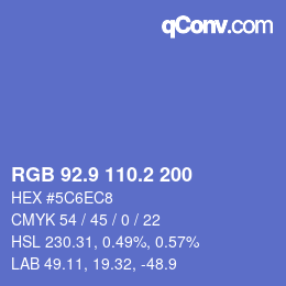 カラーコード: RGB 92.9 110.2 200 | qconv.com