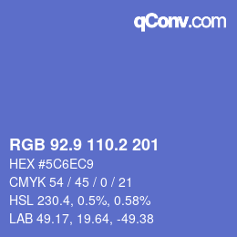 カラーコード: RGB 92.9 110.2 201 | qconv.com