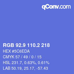 カラーコード: RGB 92.9 110.2 218 | qconv.com