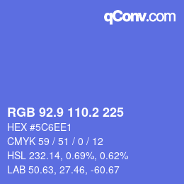 カラーコード: RGB 92.9 110.2 225 | qconv.com