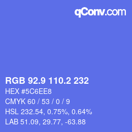 カラーコード: RGB 92.9 110.2 232 | qconv.com