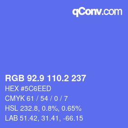 カラーコード: RGB 92.9 110.2 237 | qconv.com