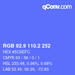 カラーコード: RGB 92.9 110.2 252 | qconv.com
