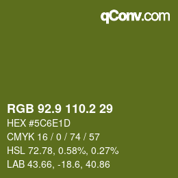 カラーコード: RGB 92.9 110.2 29 | qconv.com