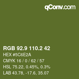 Color code: RGB 92.9 110.2 42 | qconv.com