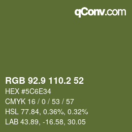 Color code: RGB 92.9 110.2 52 | qconv.com