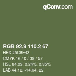 Farbcode: RGB 92.9 110.2 67 | qconv.com