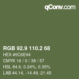 カラーコード: RGB 92.9 110.2 68 | qconv.com