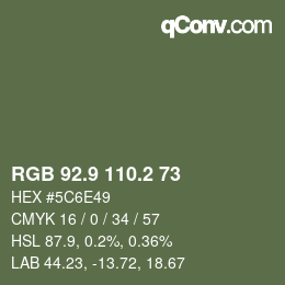 Color code: RGB 92.9 110.2 73 | qconv.com