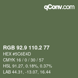 Color code: RGB 92.9 110.2 77 | qconv.com