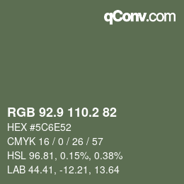 Color code: RGB 92.9 110.2 82 | qconv.com