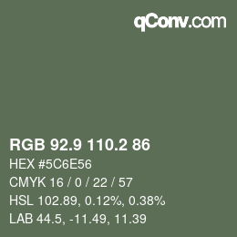 Color code: RGB 92.9 110.2 86 | qconv.com