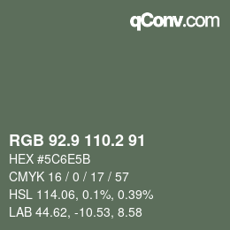 Color code: RGB 92.9 110.2 91 | qconv.com