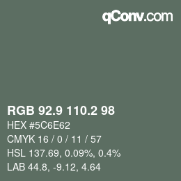 Color code: RGB 92.9 110.2 98 | qconv.com