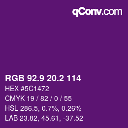 カラーコード: RGB 92.9 20.2 114 | qconv.com