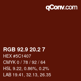 Color code: RGB 92.9 20.2 7 | qconv.com