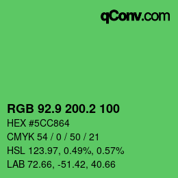 カラーコード: RGB 92.9 200.2 100 | qconv.com
