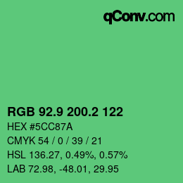 カラーコード: RGB 92.9 200.2 122 | qconv.com