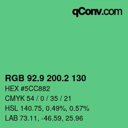 カラーコード: RGB 92.9 200.2 130 | qconv.com