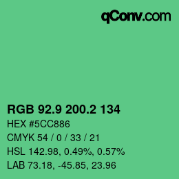 カラーコード: RGB 92.9 200.2 134 | qconv.com