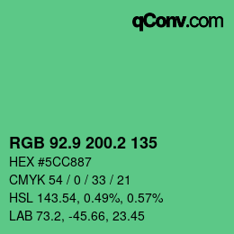 カラーコード: RGB 92.9 200.2 135 | qconv.com