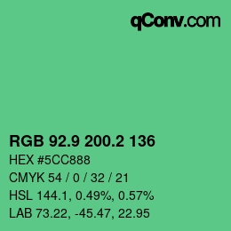 カラーコード: RGB 92.9 200.2 136 | qconv.com