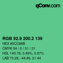 カラーコード: RGB 92.9 200.2 139 | qconv.com