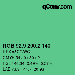 カラーコード: RGB 92.9 200.2 140 | qconv.com