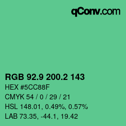 カラーコード: RGB 92.9 200.2 143 | qconv.com