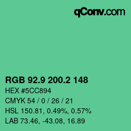 カラーコード: RGB 92.9 200.2 148 | qconv.com
