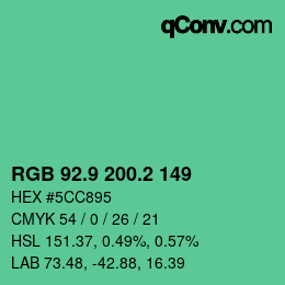 カラーコード: RGB 92.9 200.2 149 | qconv.com