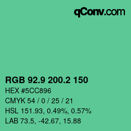 カラーコード: RGB 92.9 200.2 150 | qconv.com