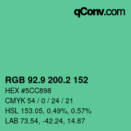 カラーコード: RGB 92.9 200.2 152 | qconv.com
