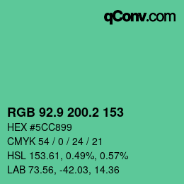 カラーコード: RGB 92.9 200.2 153 | qconv.com